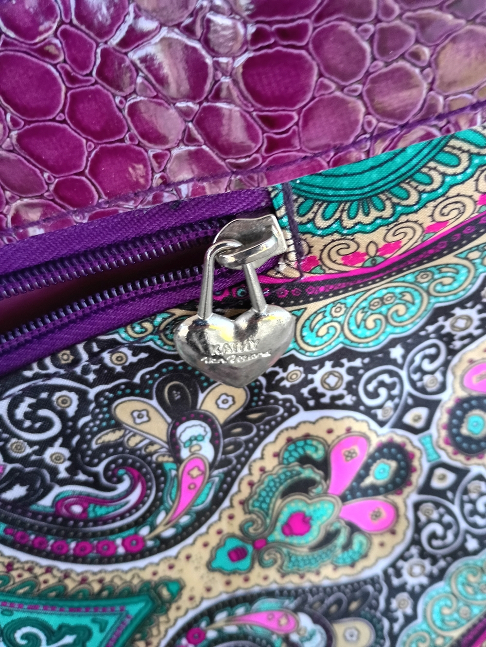 Kathy Van Zeeland Purple Paisley & Teal Roller Travel Tote💜🩵💜🩵 - Picture 5 of 15